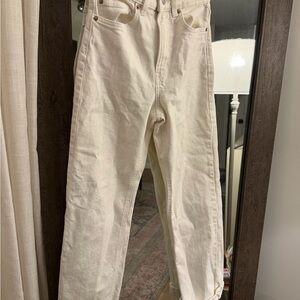 H&M Women's Straight Leg Cream Jeans
